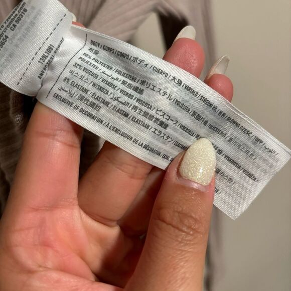 Abercrombie & Fitch Crop Top Sweater V Neck Ribbed Long Sleeve Brown Tan Small - Picture 3 of 6